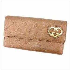 Auth Gucci Wallet Purse Guccissima Brown leather Woman